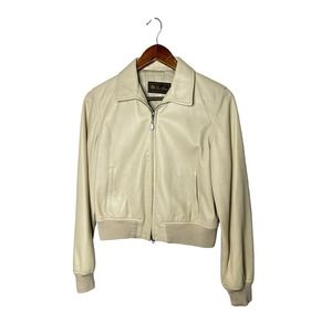 Lora Piana sz 42 Medium womens cream white off Leather Jacket